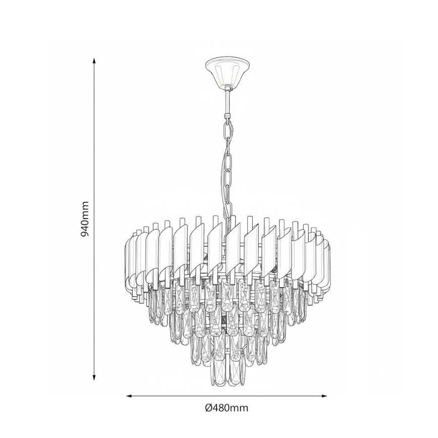 Luster na reťazi CRISTAL 7xE14/10W/230V čierna/zlatá