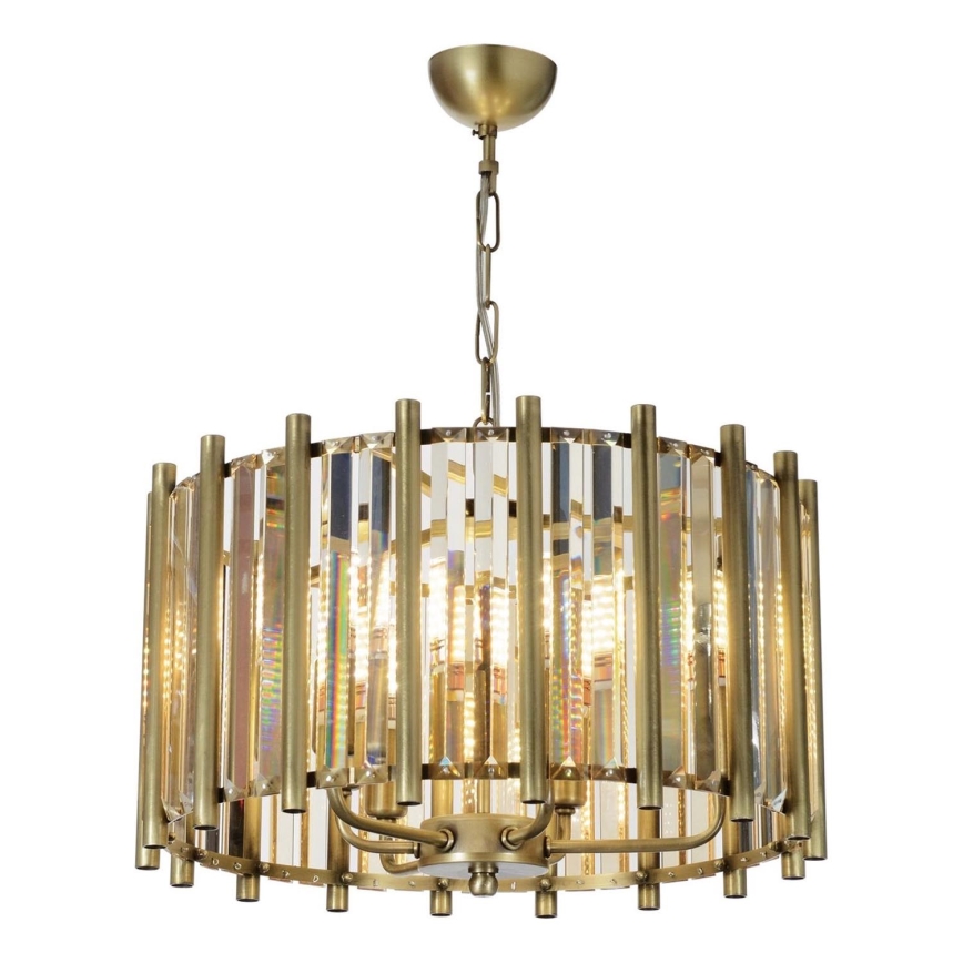 Luster na reťazi CRYSTALLINE 6xE14/40W/230V mosadz