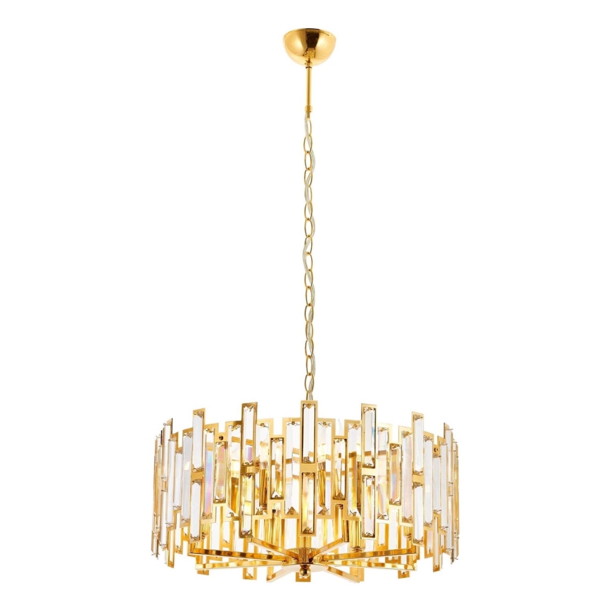 Luster na reťazi CRYSTALLINE 6xE14/40W/230V zlatý