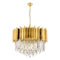 Luster na reťazi CRYSTALLINE 8xE27/40W/230V zlatý