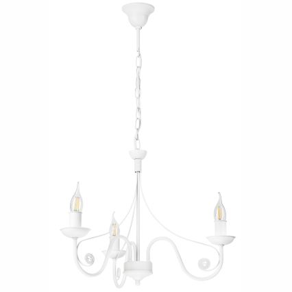 Luster na reťazi DONATO 3xE14/40W/230V biela