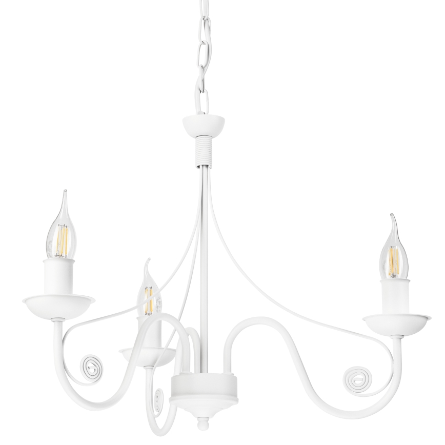 Luster na reťazi DONATO 3xE14/40W/230V biela