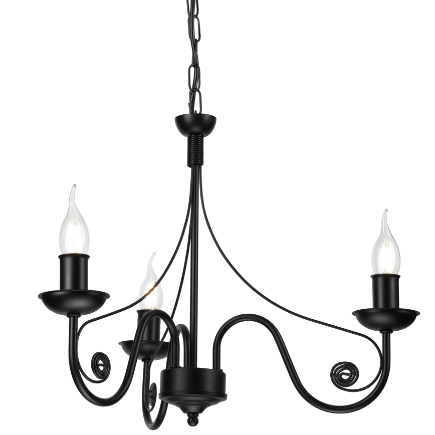 Luster na reťazi DONATO 3xE14/40W/230V čierna