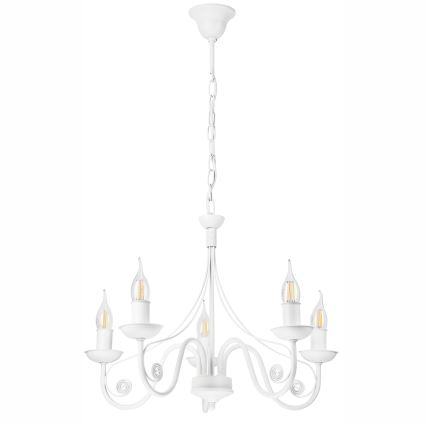 Luster na reťazi DONATO 5xE14/40W/230V biela