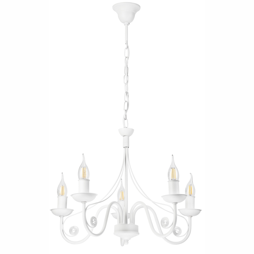 Luster na reťazi DONATO 5xE14/40W/230V biela