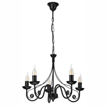 Luster na reťazi DONATO 5xE14/40W/230V čierna