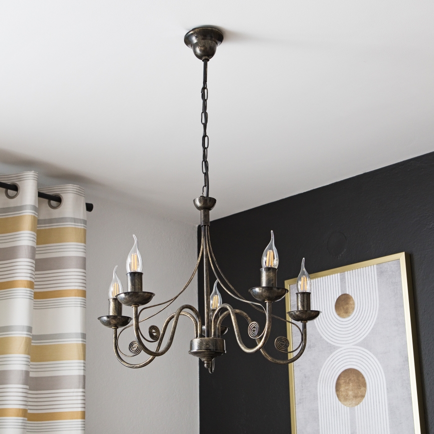 Luster na reťazi DONATO 5xE14/40W/230V