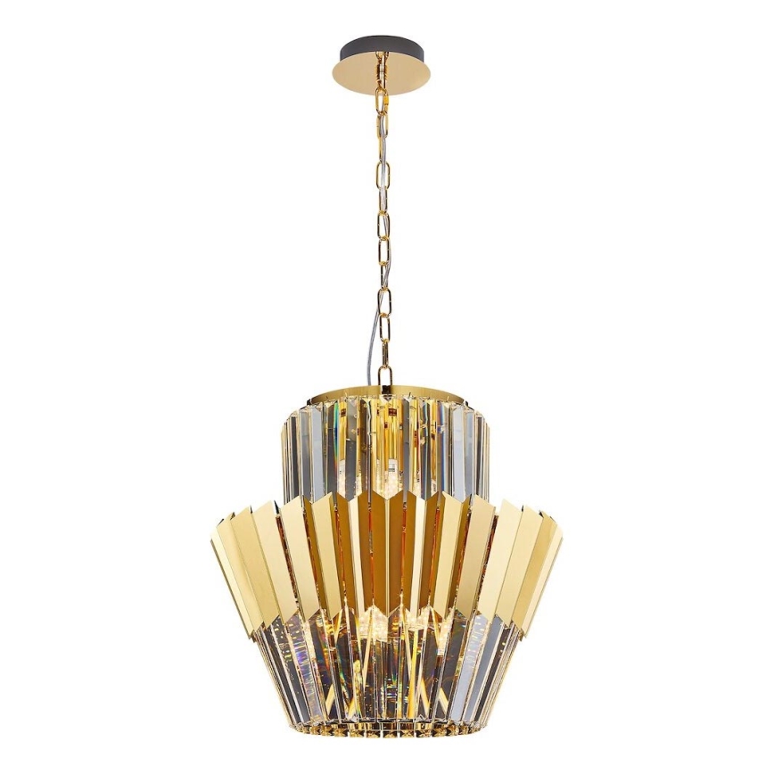 Luster na reťazi DONNA 9xE14/40W/230V pr. 45 cm zlatá