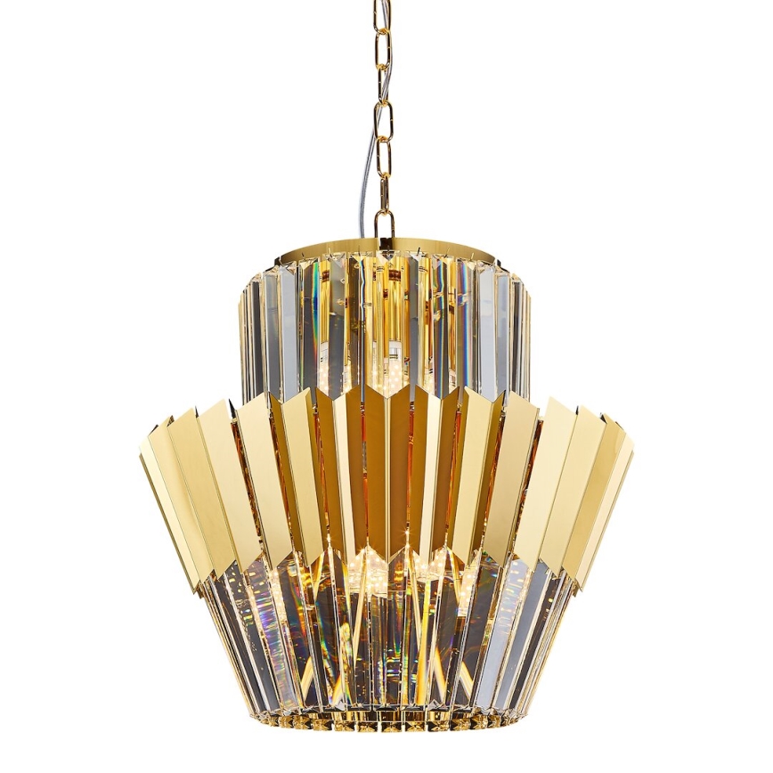 Luster na reťazi DONNA 9xE14/40W/230V pr. 45 cm zlatá