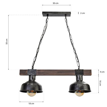 Luster na reťazi FARO 2xE27/60W/230V