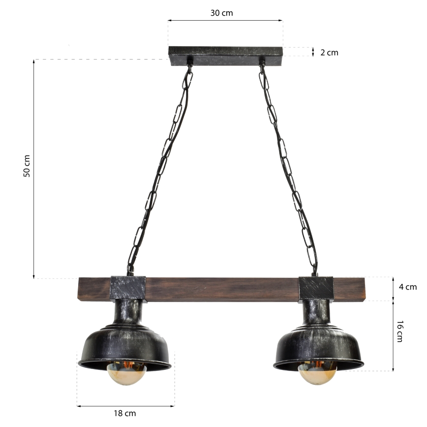 Luster na reťazi FARO 2xE27/60W/230V
