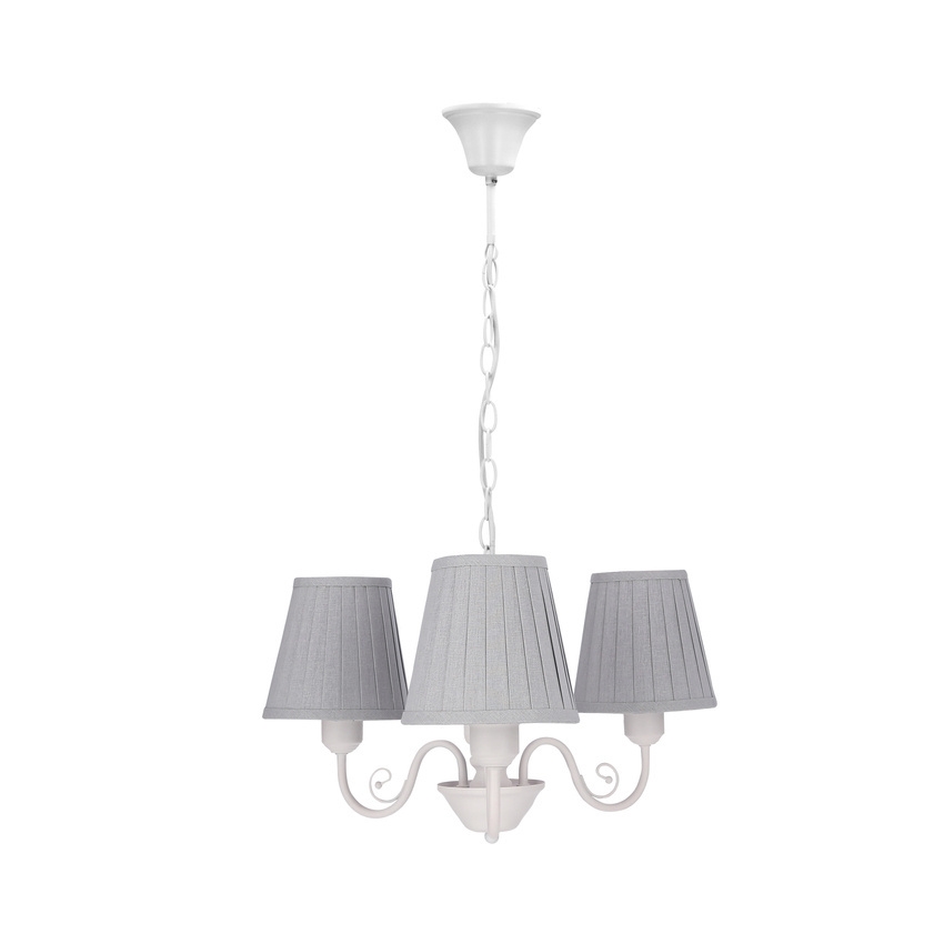 Luster na reťazi FIREZ 3xE27/40W/230V biela/šedá