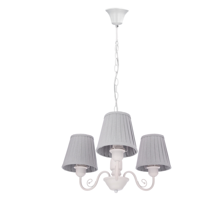 Luster na reťazi FIREZ 3xE27/40W/230V biela/šedá