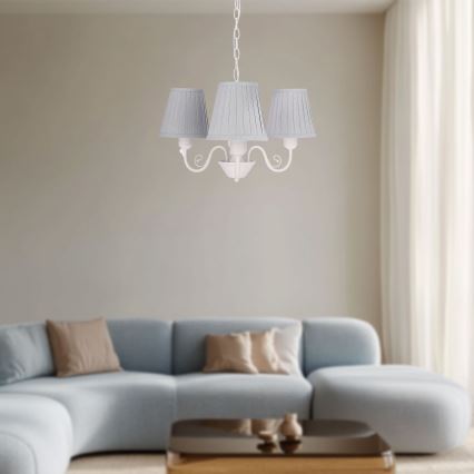 Luster na reťazi FIREZ 3xE27/40W/230V biela/šedá