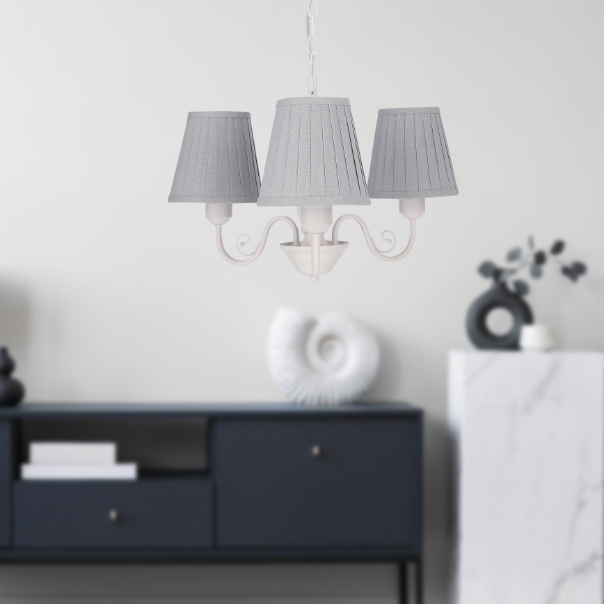 Luster na reťazi FIREZ 3xE27/40W/230V biela/šedá