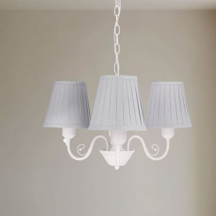 Luster na reťazi FIREZ 3xE27/40W/230V biela/šedá