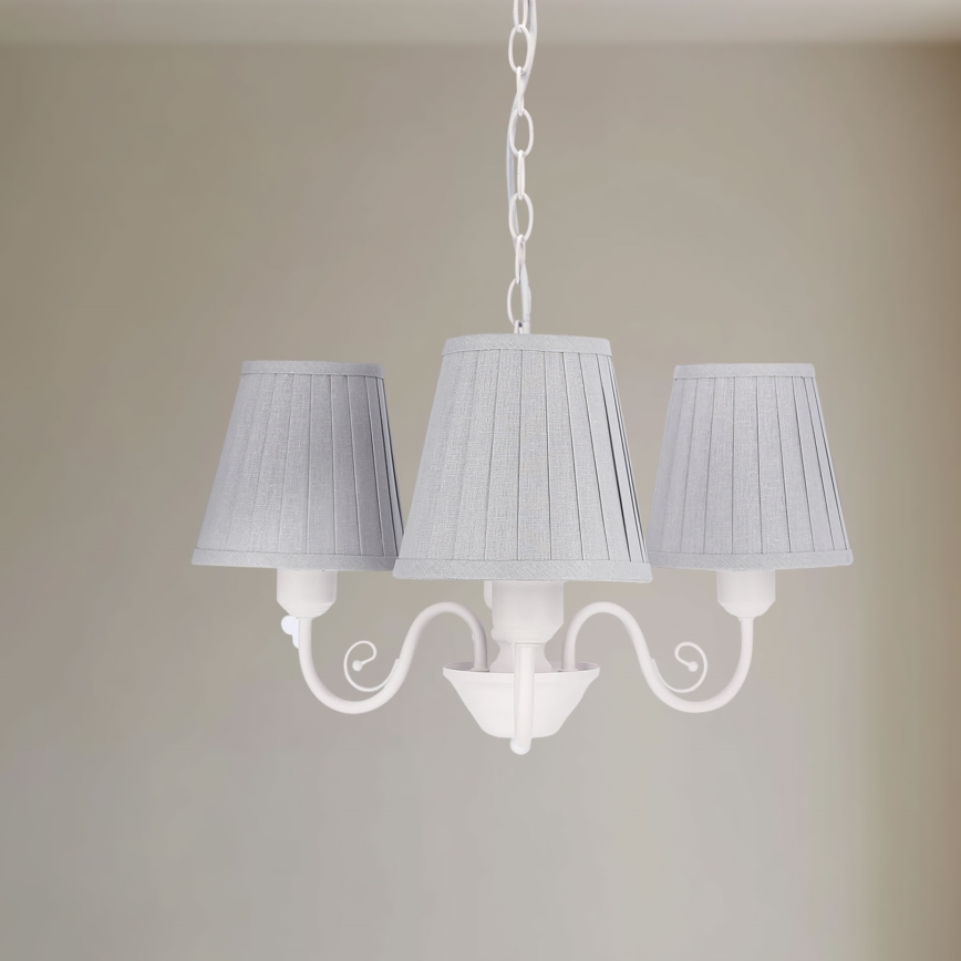 Luster na reťazi FIREZ 3xE27/40W/230V biela/šedá