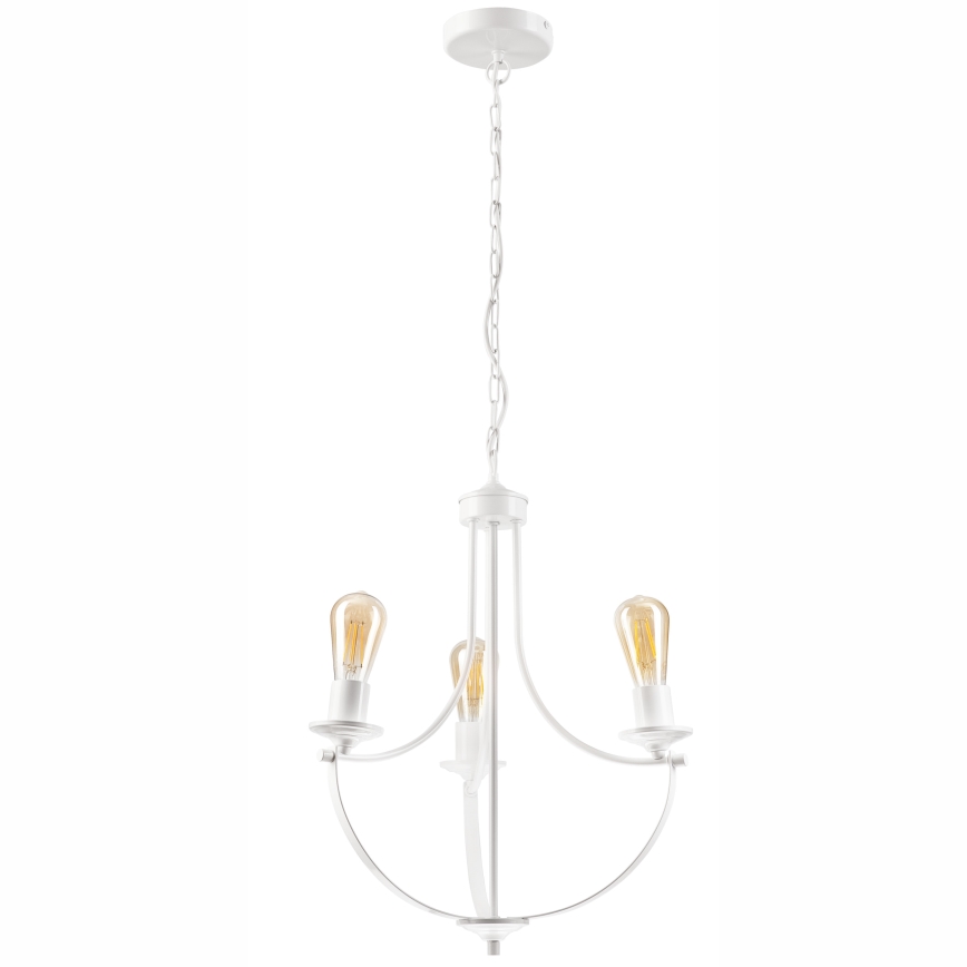 Luster na reťazi GINA 3xE27/60W/230V biela