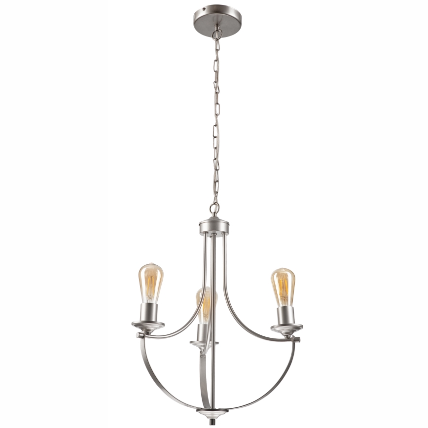Luster na reťazi GINA 3xE27/60W/230V matný chróm