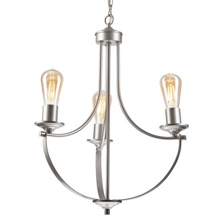 Luster na reťazi GINA 3xE27/60W/230V matný chróm