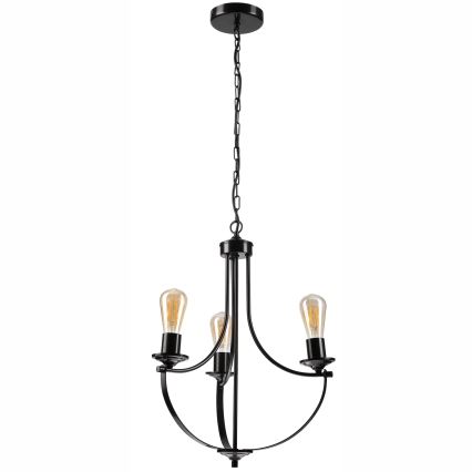 Luster na reťazi GINA 3xE27/60W/230V čierna