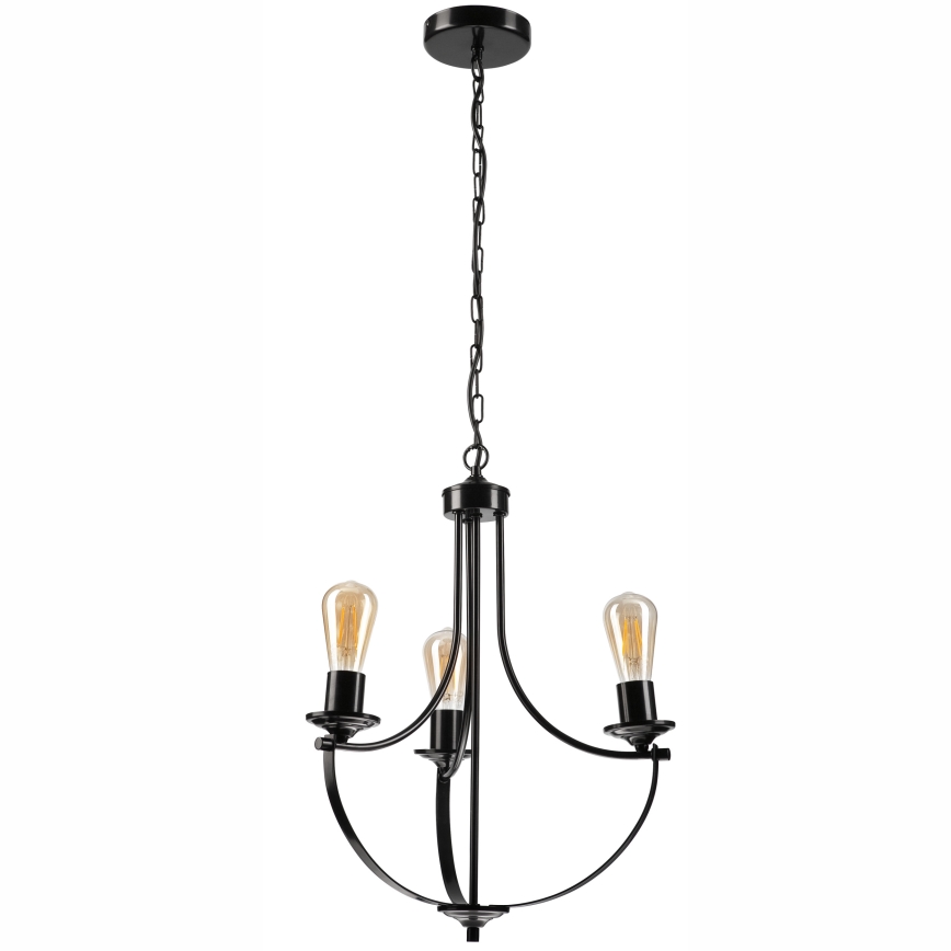 Luster na reťazi GINA 3xE27/60W/230V čierna