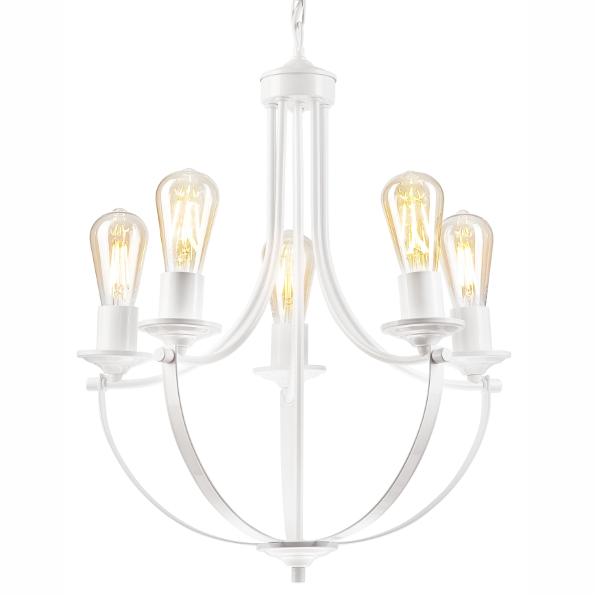 Luster na reťazi GINA 5xE27/60W/230V biela