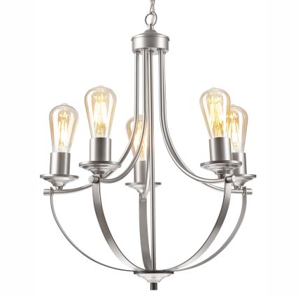 Luster na reťazi GINA 5xE27/60W/230V matný chróm
