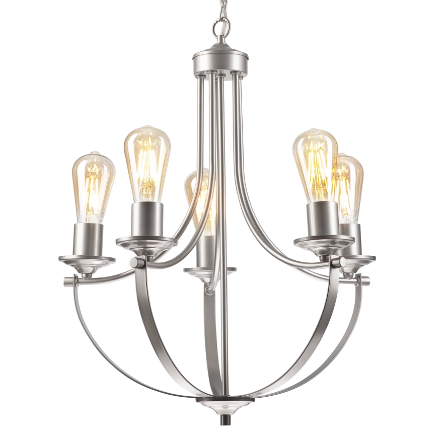 Luster na reťazi GINA 5xE27/60W/230V matný chróm