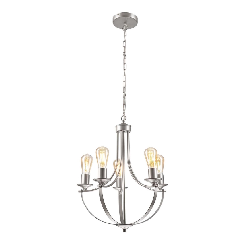 Luster na reťazi GINA 5xE27/60W/230V matný chróm