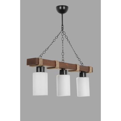 Luster na reťazi JASMIN 3xE27/40W/230V hnedá/biela