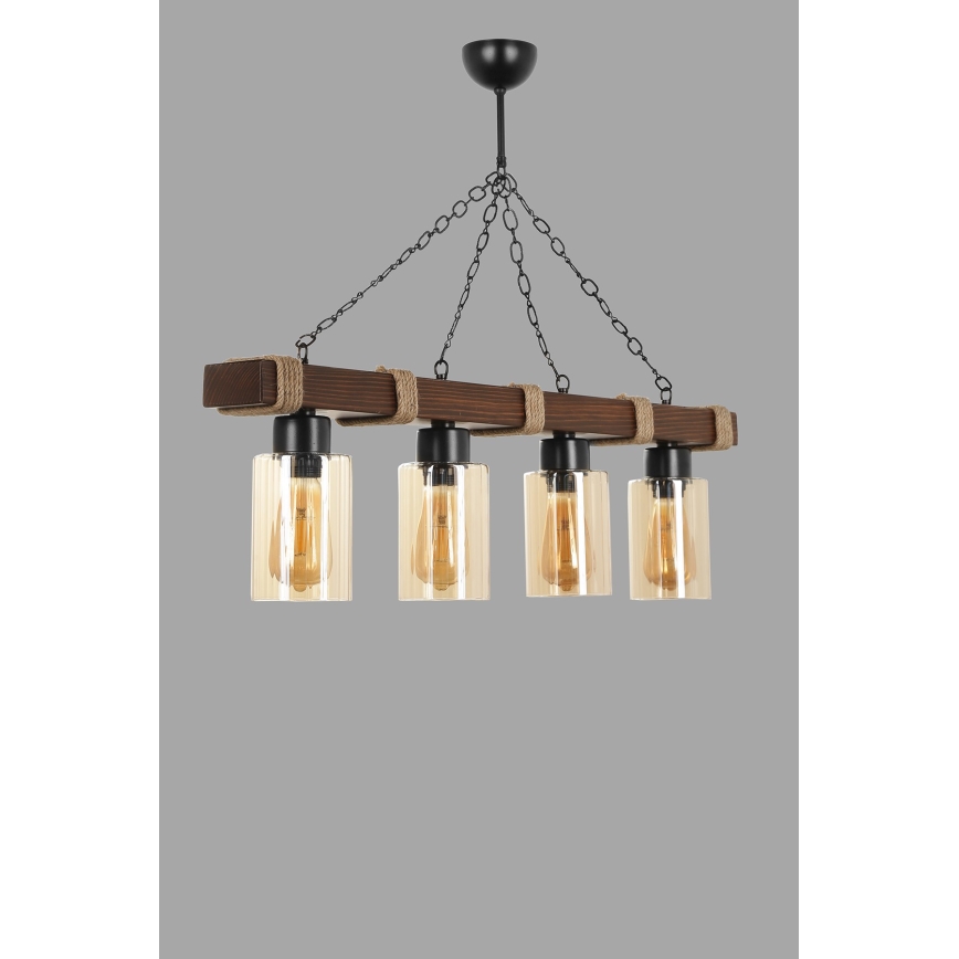 Luster na reťazi JASMIN 4xE27/40W/230V hnedá/béžová