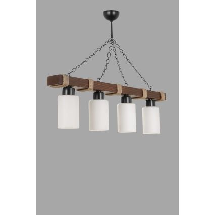 Luster na reťazi JASMIN 4xE27/40W/230V hnedá/biela