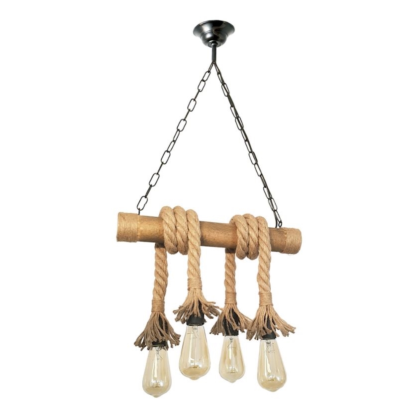 Luster na reťazi KOS 4xE27/60W/230V buk - FSC certifikované