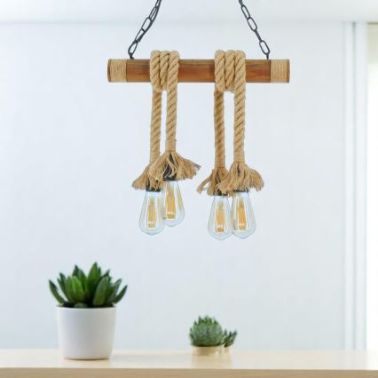 Luster na reťazi KOS 4xE27/60W/230V buk - FSC certifikované