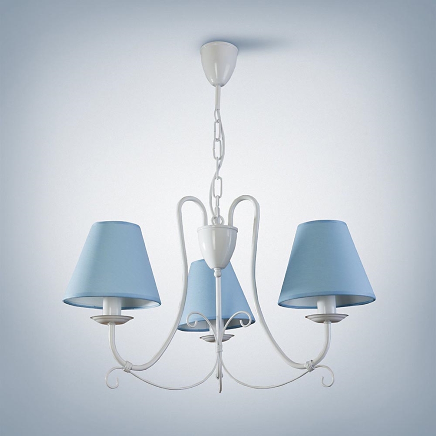 Luster na reťazi LILLIAN 3xE14/40W/230V svetlo modrá
