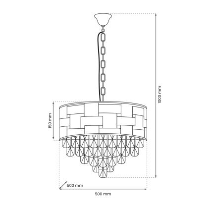 Luster na reťazi LUXURIA 9xE14/40W/230V zlatá