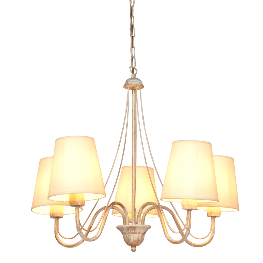 Luster na reťazi MALBO 5xE27/15W/230V béžová
