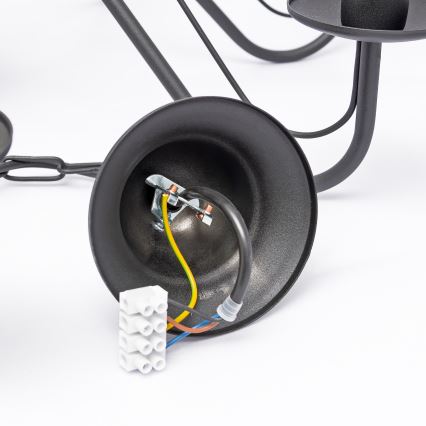 Luster na reťazi MALBO 8xE14/10W/230V čierny