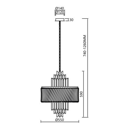 Luster na reťazi MARGOT 9xE14/40W/230V chróm