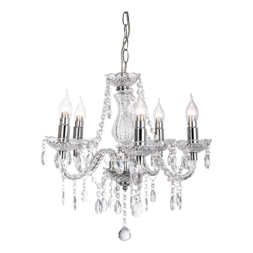 Luster na reťazi MARIE 5xE14/40W/230V lesklý lesklý chróm