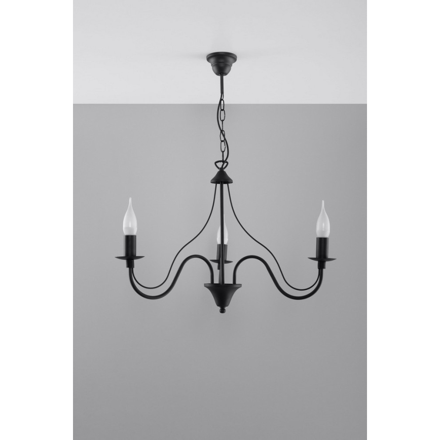 Luster na reťazi MINERWA 3 3xE14/40W/230V čierna