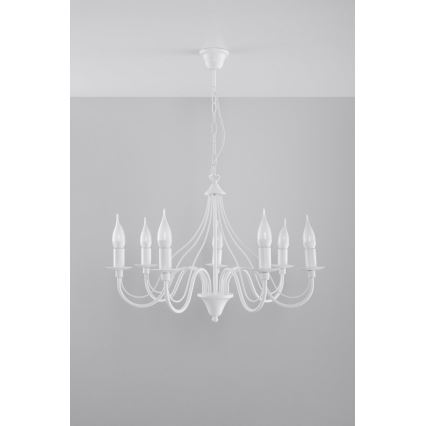 Luster na reťazi MINERWA 7 7xE14/40W/230V biela