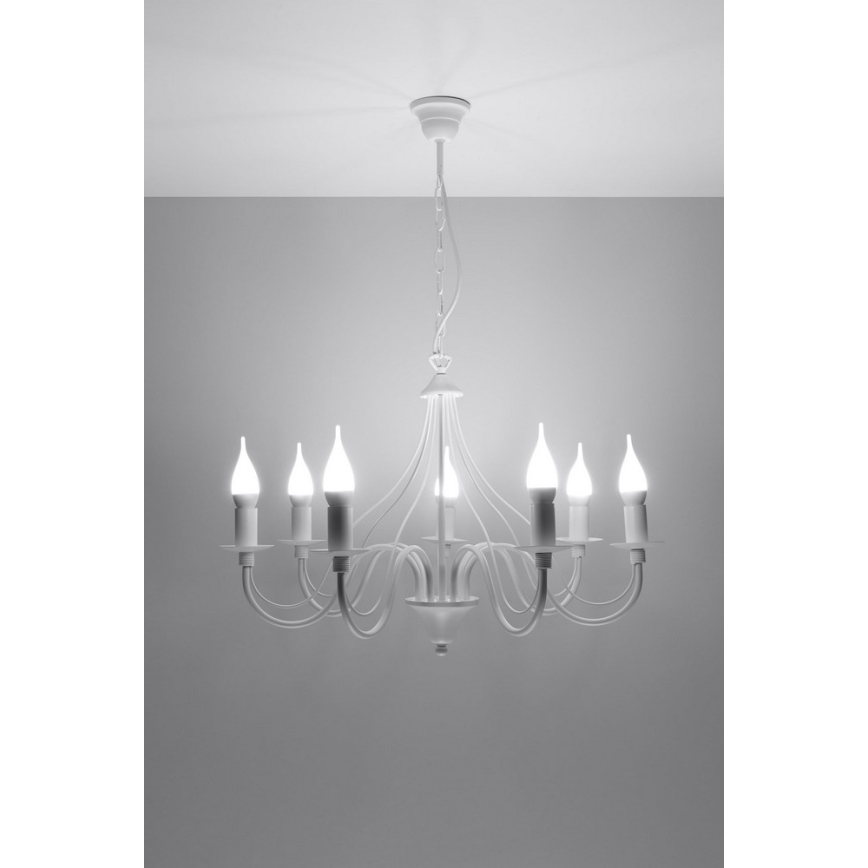 Luster na reťazi MINERWA 7 7xE14/40W/230V biela