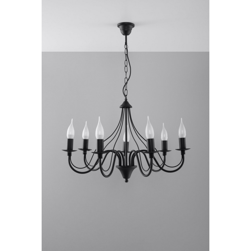Luster na reťazi MINERWA 7 7xE14/40W/230V čierna