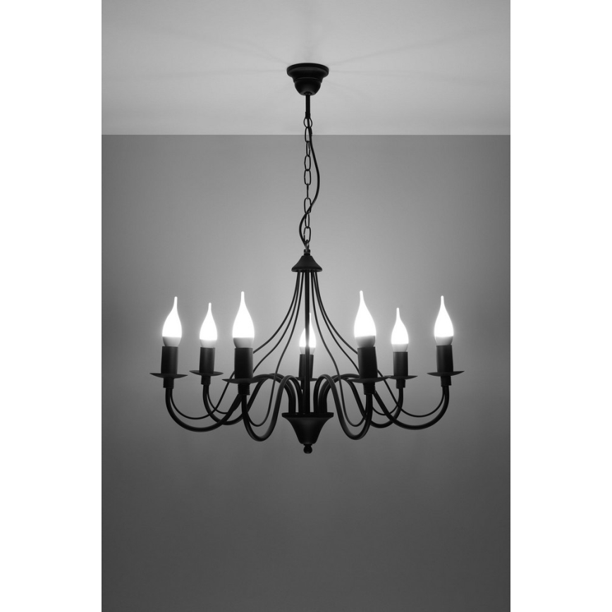 Luster na reťazi MINERWA 7 7xE14/40W/230V čierna