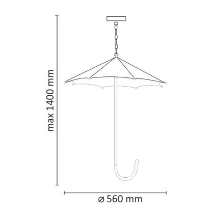 Luster na reťazi PARASOL 3xE27/20W/230V