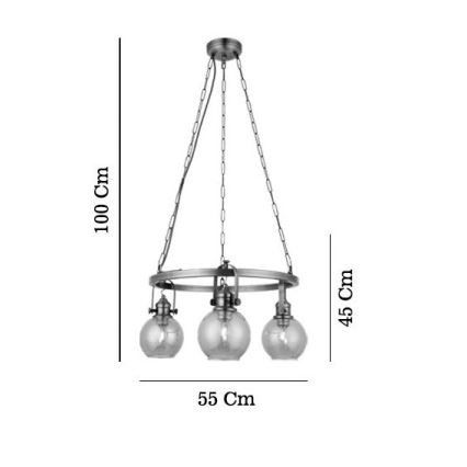 Luster na reťazi POLINO 3xE27/40W/230V bronzový
