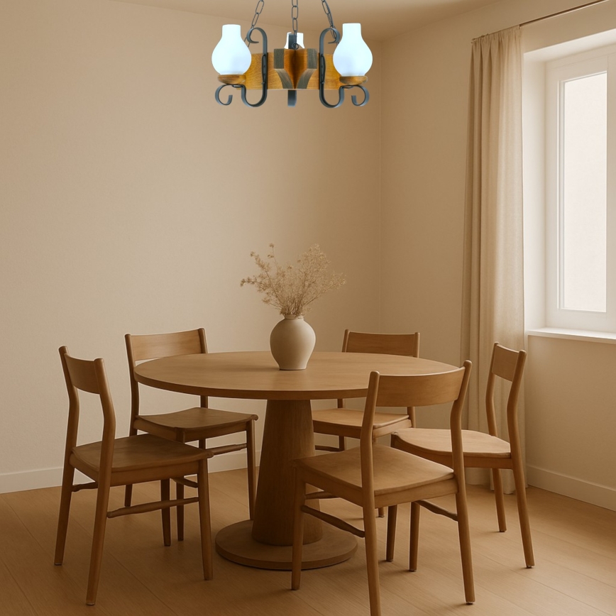 Luster na reťazi QUEEN 3xE14/40W/230V buk - FSC certifikované