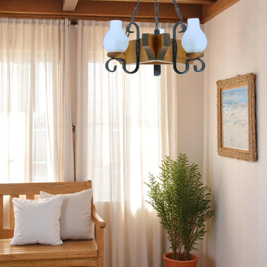 Luster na reťazi QUEEN 3xE14/40W/230V buk - FSC certifikované